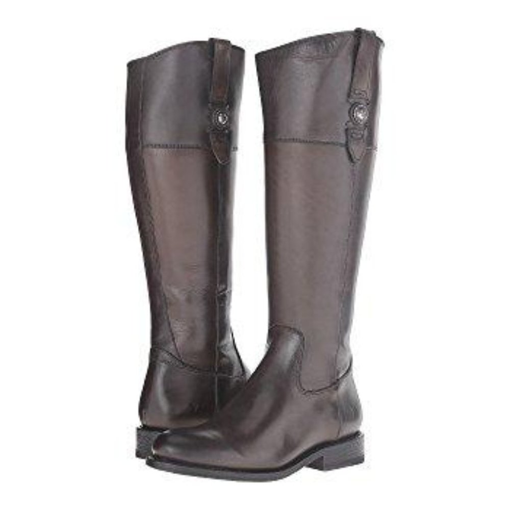 Frye Jayden Button Tall Riding Boot - Dark Brown ("Graphite") Smooth - 7.5
